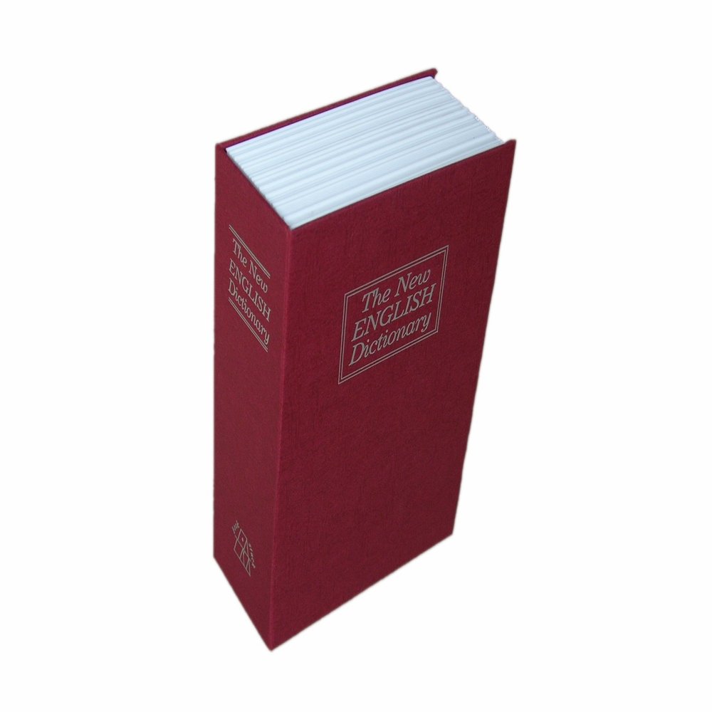 BlueDot Trading Dictionary Secret Book Diversion Safe with Metal Hidden Stash Container, Key Locked comes with 2 Keys, for Storing Valuables, Jewelry, or Passport, Medium, Red