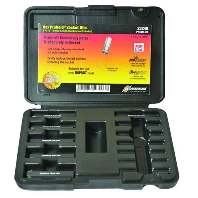 Bondhus 23246 ProHold Socket Hex Bits Set, 2", 6 Piece