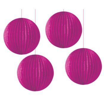 Raspberry Pink 6.5-inch Paper Lanterns 4 Per Pack
