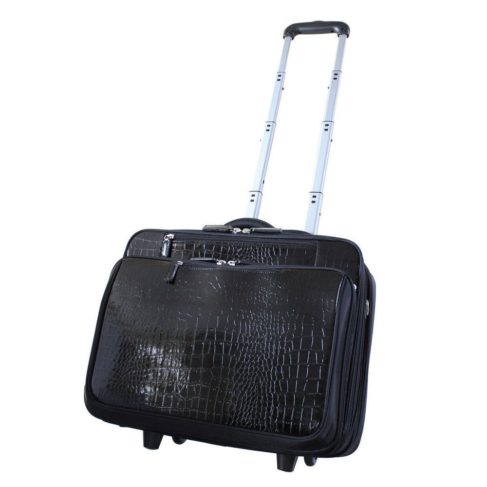 Women In Business Francine Collection - Croco 17.3 Inch Laptop Roller Case (Black)