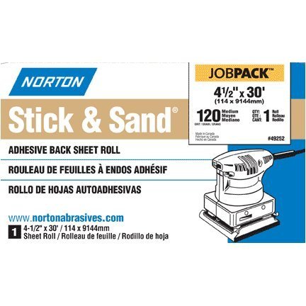 NORTON 49251 4-1/2" X10 Yd Adh Back Sanding Roll - 120 Grit (740001201)