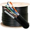 Vertical Cable Cat5e, 350 Mhz, UTP, UV Jacket, Outdoor, CMX, Messenger, 1000ft, Black, Bulk Ethernet Cable, Wooden Spool view 1