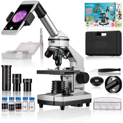 Bresser Biolux CA 40x-1024x Microscope Set with Reflected Light and Transmitted Light Including Smartphone Camera Holder, Extensive Accessory Pack and Sturdy Carry Case
