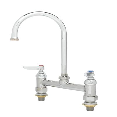 T&S Brass B-0321-CC B-0321-Cc, Double Pantry Faucet, Deck Mount, 8-Inch Centers, Swivel Gooseneck, Lever Handles, Cc Inlets