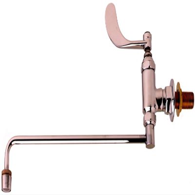 T&S Brass B-0578 Range Faucet with Wall Mount, Aerator, Wrist Handle and 1/2-Inch British Thread Male Inlet