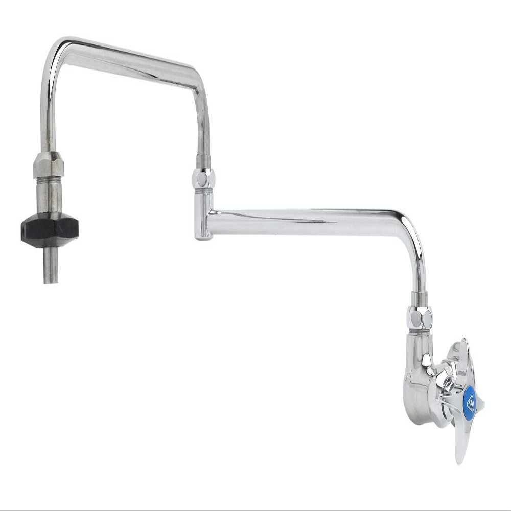 T&S Brass B-0594 Pot Filler with Wall Mount, Single Control, 24-Inch Double-Joint Nozzle and Insulated On-Off Control