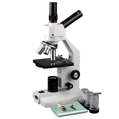 AmScope D120A Dual-View Compound Monocular Microscope, WF10x and WF16x Objectives, 40X-1600X Magnification, Brightfield, 1.25 NA Abbe Condenser, Plain Stage