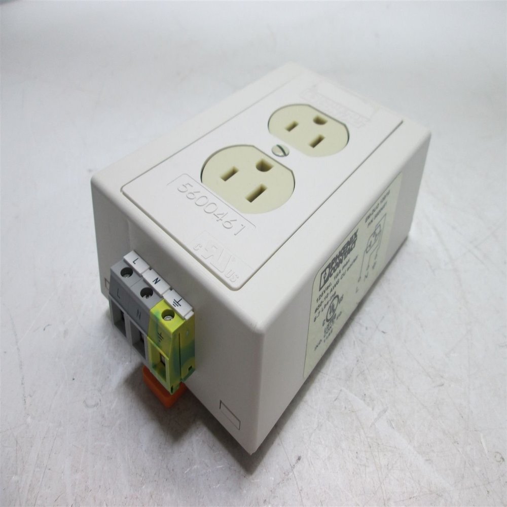 PHOENIX CONTACT EM-Duo 120/15 (5600461), 120 VAC, 15 AMP, 50/60 HZ, DIN Rail Mount, Double Outlet, Dual, Ivory, Power Outlet, Rail-Mounted