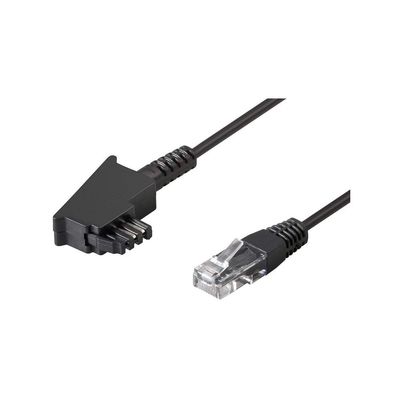 Goobay TAE-F DSL 8P2C 3m Telephone Cable Black  Cable for Landline Telephones (3 m, TAE-F, RJ-45, Black, Male Connector/Male Connector, Fast Ethernet)