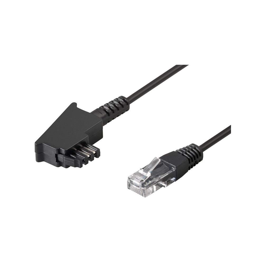 Goobay TAE-F DSL 8P2C 3m Telephone Cable Black  Cable for Landline Telephones (3 m, TAE-F, RJ-45, Black, Male Connector/Male Connector, Fast Ethernet)