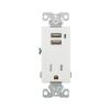 Eaton TR7740W-K Combination USB Charger with Tamper Resistant Receptacle, 2-Pole, 3-Wire Grounding, White view 1