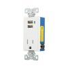 Eaton TR7740W-K Combination USB Charger with Tamper Resistant Receptacle, 2-Pole, 3-Wire Grounding, White view 2