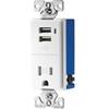 Eaton TR7740W-K Combination USB Charger with Tamper Resistant Receptacle, 2-Pole, 3-Wire Grounding, White view 4