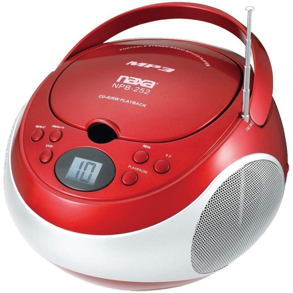 Naxa Electronics NPB252RD Portable CD/Mp3 Players with Am/FM Stereo (Red)