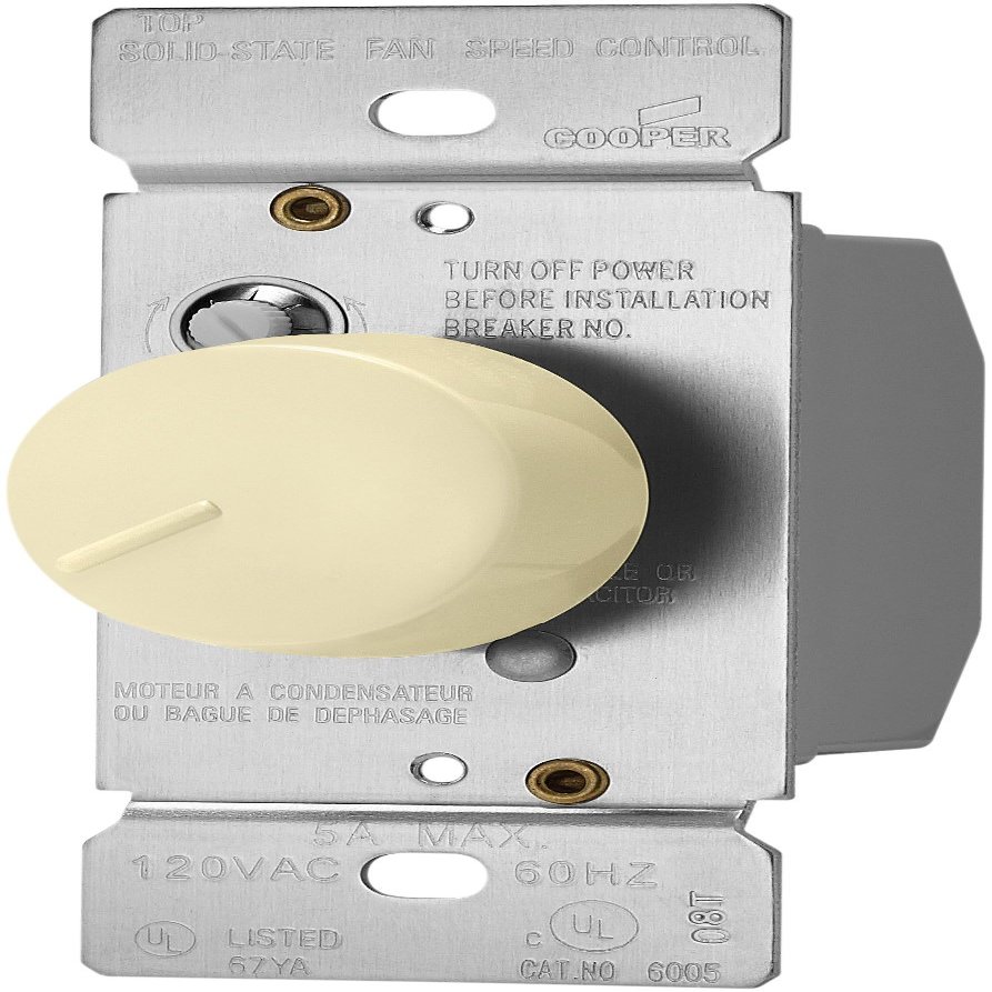 Eaton RFS5-A-K 5-Amp 120-Volt Single-Pole Quiet 3-Speed Fan Control, Almond