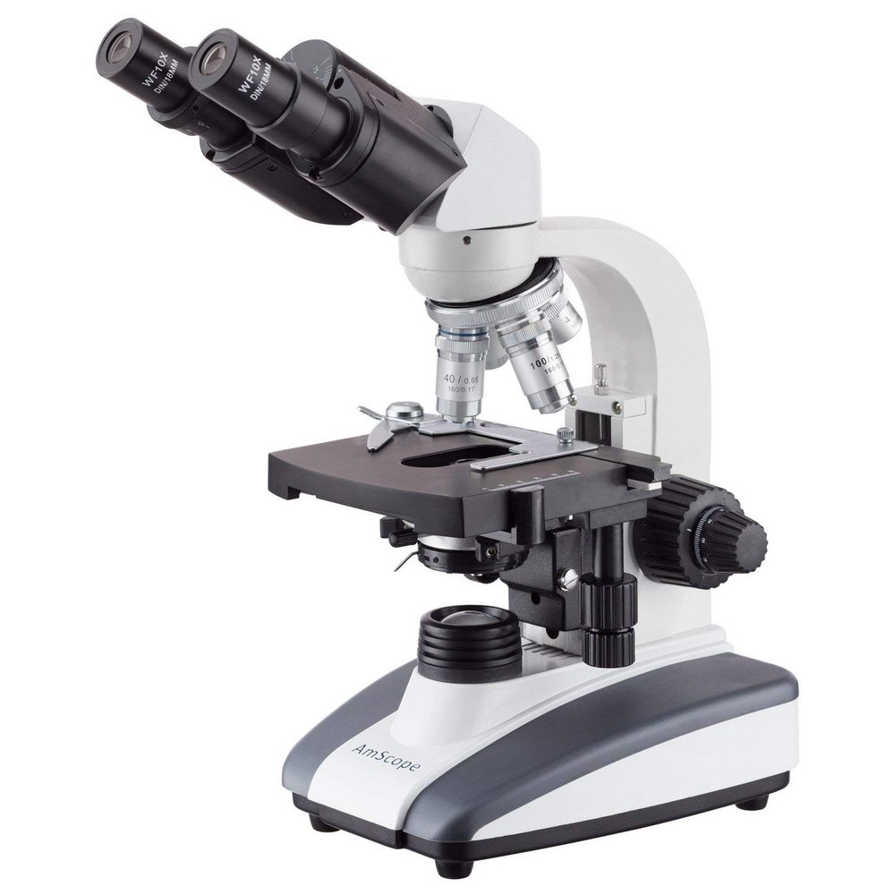 AmScope B360A-LED Binocular Compound Microscope, 40X-1600X Magnification, Brightfield, LED Illumination, Abbe Condenser, Double-Layer Mechanical Stage