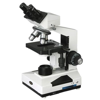 AmScope B400A-LED Compound Binocular Microscope, WF10x and WF16x Eyepieces, 40X-1600X Magnification, Brightfield, LED Illumination, Abbe Condenser, Double-Layer Mechanical Stage, Sliding Head, High-Resolution Optics,