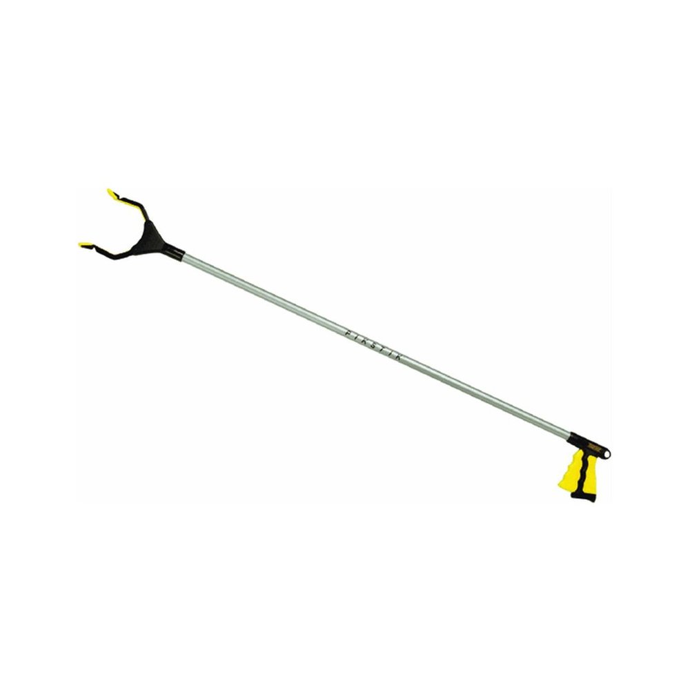 Reid Industries Pik Stik Long-Handled Pick-Up Tool, 48" Black, Yellow, Aluminum, Rubber/Plastic Handle