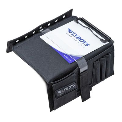 FlyBoys Classic Kneeboard for Pilots  Leg Strap, Flexible Clipboard, Eyelet Strip  General Aviation & EFB Compatible  Black