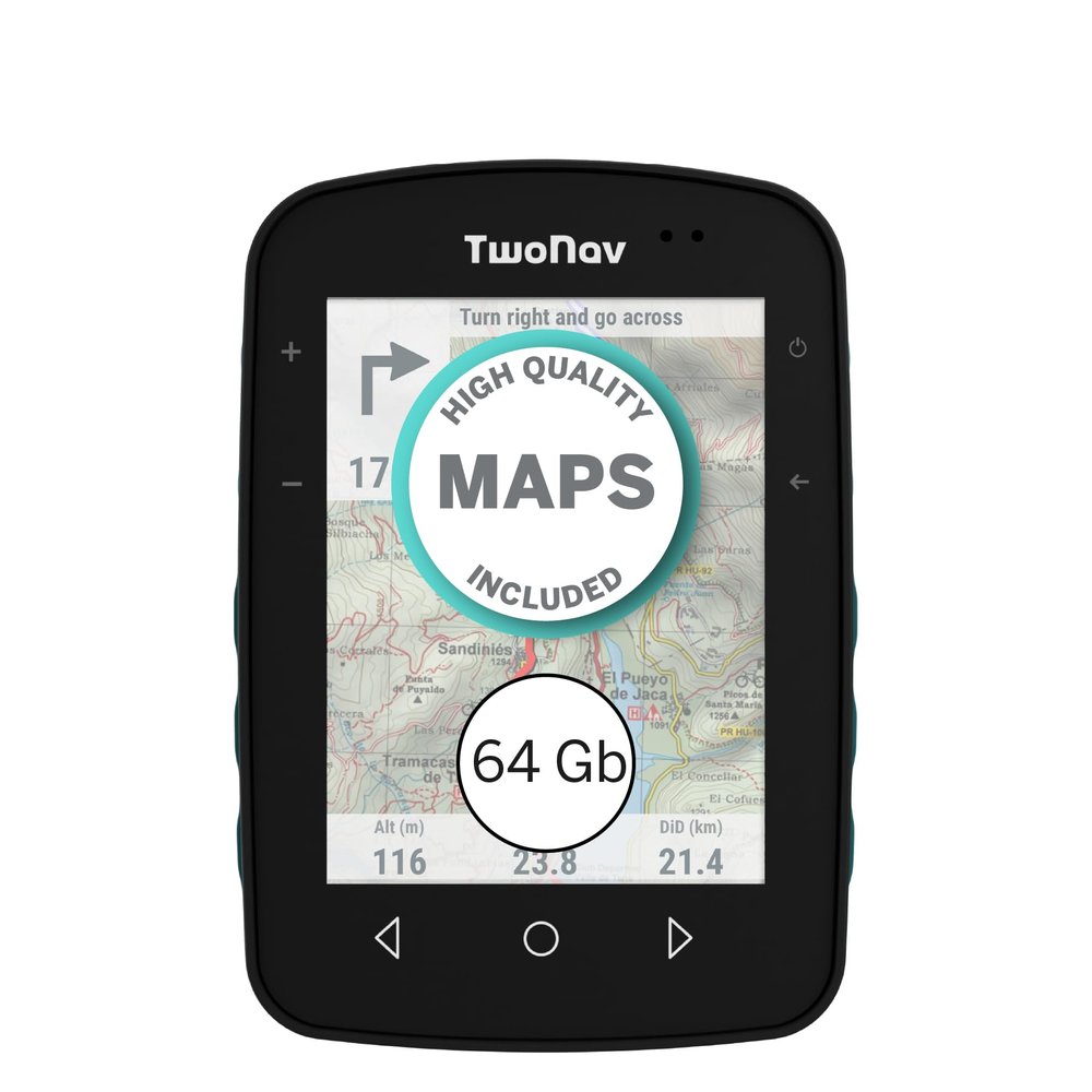 TwoNav Terra (64 GB) + Maps Included, GPS Bike Computer with 3.7-inch Wide Screen for Mountain, Hiking, MTB, Bicycle