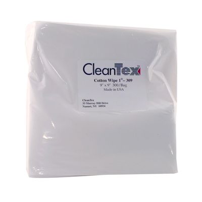 CleanTex Cotton Wipe I, 9 x 9 Inches, Bag of 300 Wipes (CT309)