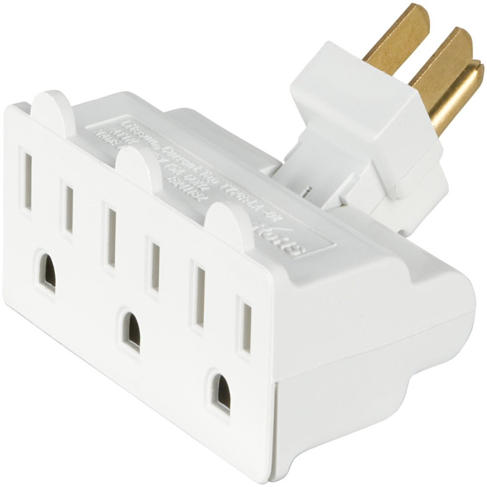 Eaton 1192W-SP 15-Amp 2-Pole 3-Wire 125-Volt Swivel Three Outlet Tap, White