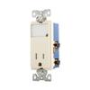Eaton TR7735LA 3-Wire Receptacle Combo Nightlight with Tamper Resistant 2-Pole, Light Almond view 1