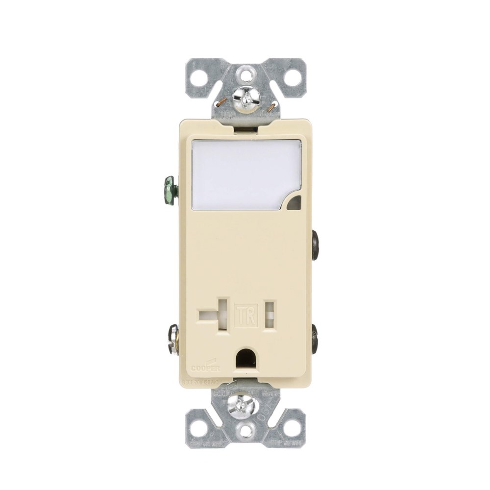 Eaton TR7735V-BOX Wiring Arrow Hart Receptacle/Night Lights, Dimmable Leds, Ivory