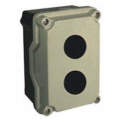 30mm Gravity Die Cast Aluminum Enclosure, 2 Position, 2x1/2"x14 NPT Cable Entry, Black Base, Pebble Gray Cover, 93mm(L)x135mm(W)x52mm(H)