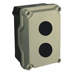 30mm Gravity Die Cast Aluminum Enclosure, 2 Position, 2x1/2"x14 NPT Cable Entry, Black Base, Pebble Gray Cover, 93mm(L)x135mm(W)x52mm(H)