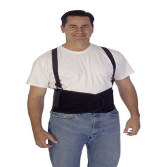 Liberty Glove & Safety 1908L DuraWear Plain Back Support Belt with Attached Suspenders, Large, Black
