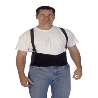 Liberty Glove & Safety 1908L DuraWear Plain Back Support Belt with Attached Suspenders, Large, Black