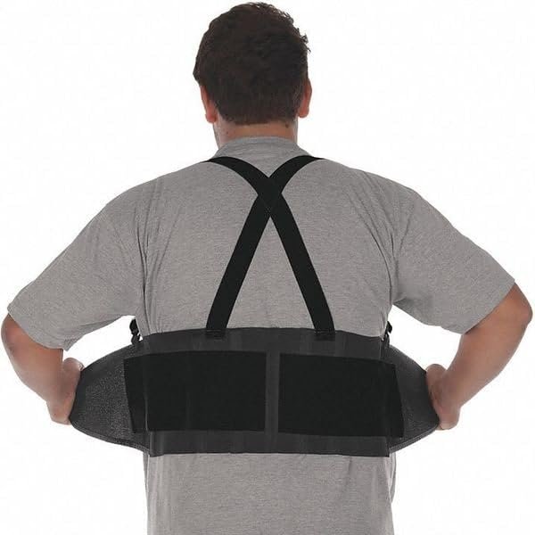 Liberty Glove & Safety 1908XL DuraWear Plain Back Support Belt with Attached Suspenders, X-Large, Black