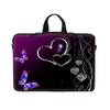 15.6 Inch Neoprene Laptop Sleeve Bag Carrying Case with Hidden Handle Design Compatible with MacBook Air Ultrabook, Chromebook - Purple Butterfly Heart view 1