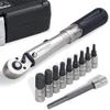 Venzo Bicycle Bike 1/4 Inch Driver - Torque Wrench Allen Key Tools Socket Set Kit 2-24Nm - Small Adjustable view 1