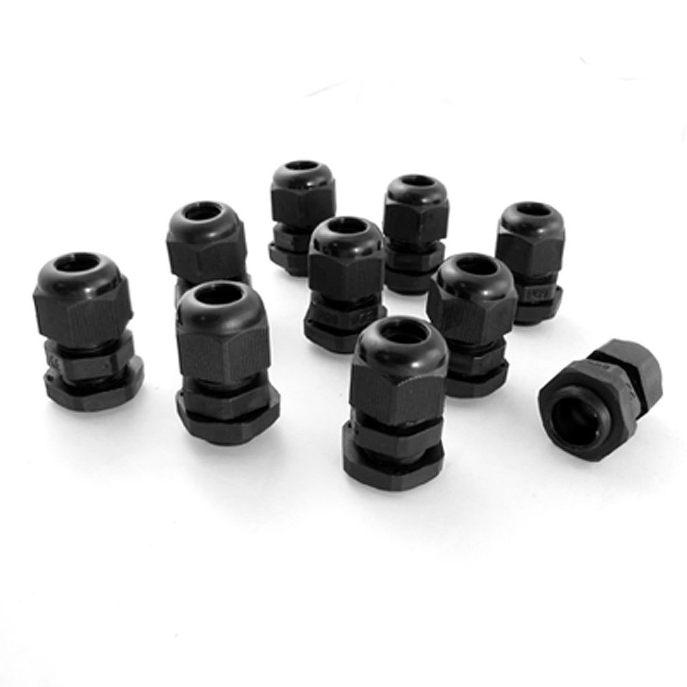uxcell 10 Pcs PG9 Black Plastic IP67 Waterproof Cable Connectors
