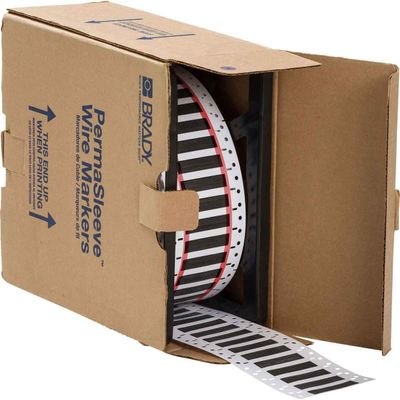Brady HX-375-2-BK-2 PermaSleeve Wire Marking Sleeves, 0.622" Height, 0.984" Width, Polyolefin (B-7642) Black (Roll of 2000)