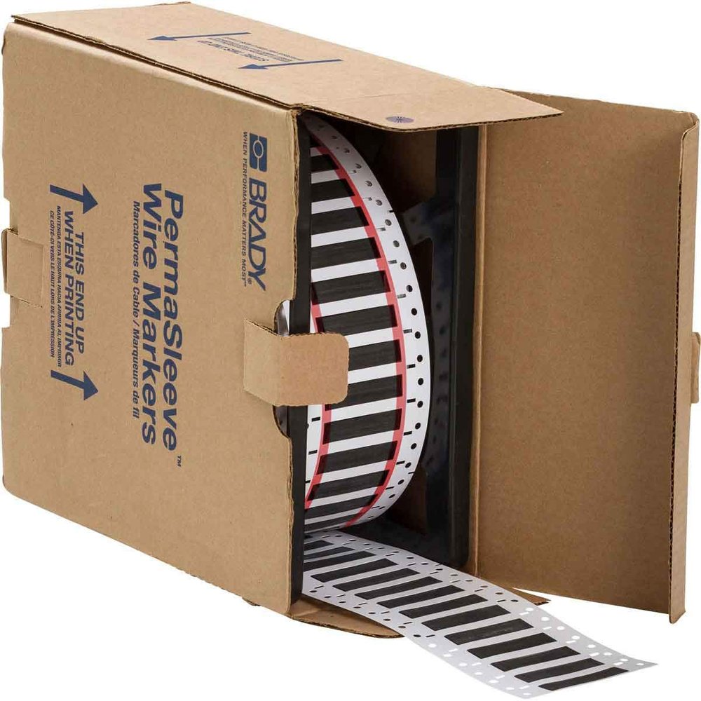 Brady HX-375-2-BK-2 PermaSleeve Wire Marking Sleeves, 0.622" Height, 0.984" Width, Polyolefin (B-7642) Black (Roll of 2000)