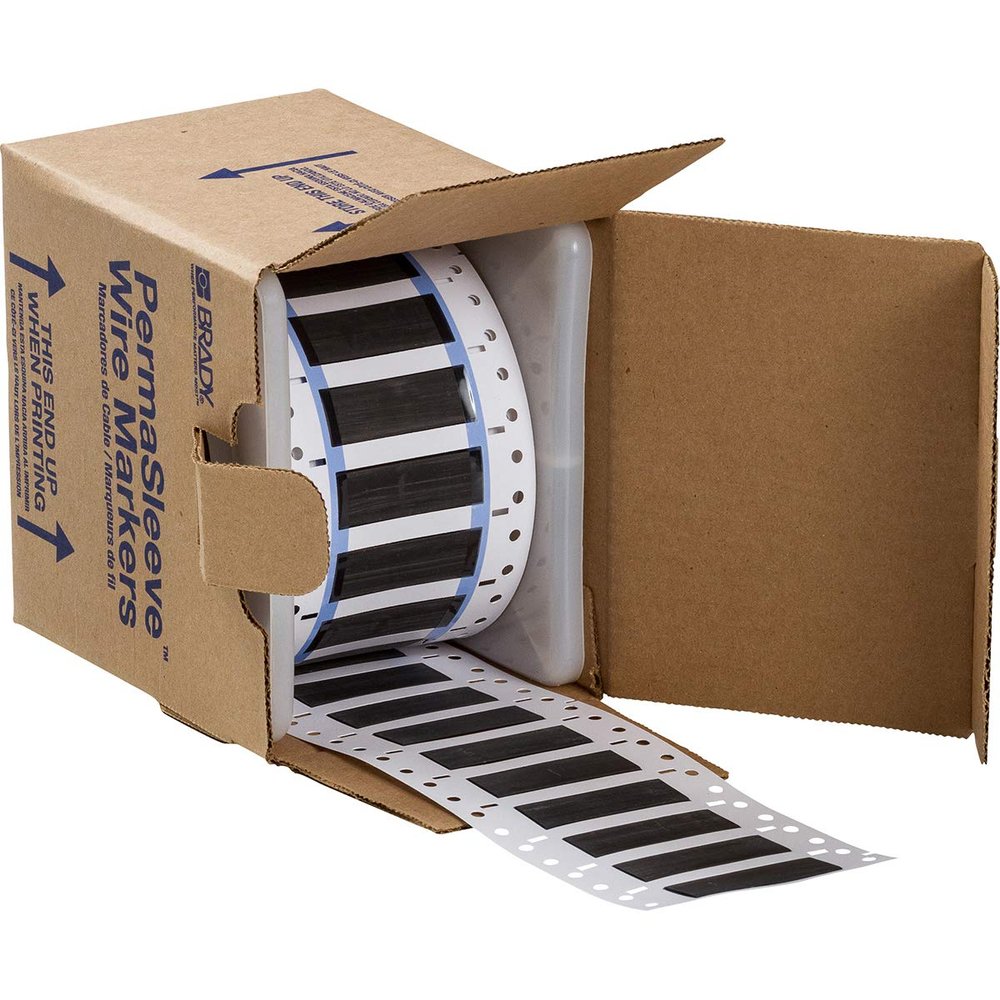 Brady HX-500-2-BK-4 PermaSleeve Wire Marking Sleeves, 0.829" Height, 0.492" Width, Polyolefin (B-7642) Black (Roll of 2000)