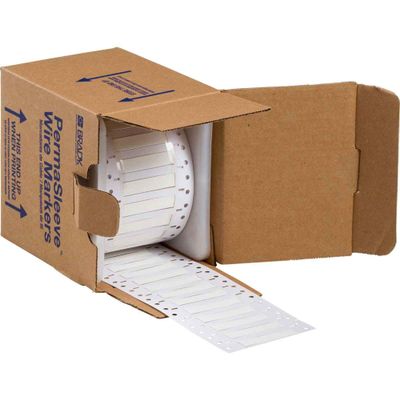 Brady 2HX-250-2-WT-S PermaSleeve Wire Marking Sleeves, 0.445" Height, 1.969" Width, Polyolefin (B-7642) White (Roll of 500)