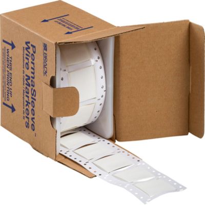 Brady ZH-1000-150-WT-S PermaSleeve Wire Marking Sleeves, 1.634" Height, 1.496" Width, Polyolefin (B-7641) White (Roll of 100)