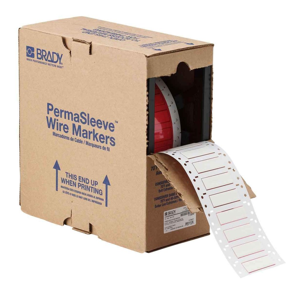 Brady HX-375-2-WT-4 PermaSleeve Wire Marking Sleeves, 0.622" Height, 0.492" Width, Polyolefin (B-7642) White (Roll of 4000)