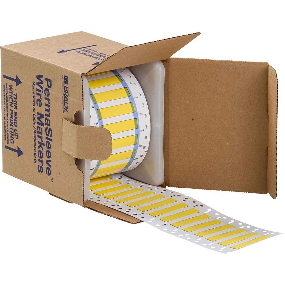 Brady PS-250-2-YL-S PermaSleeve Wire Marking Sleeves, 0.439" Height, 2.00" Width, Polyolefin (B-342) Yellow (Roll of 500)