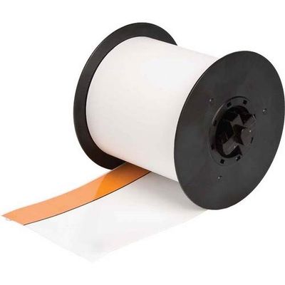 Brady 113227 Orange / White Vinyl Continuous Thermal Transfer Printer Label Roll - Indoor / Outdoor - 3 in Width - 100 ft Length - B-595 [PRICE is per EACH]