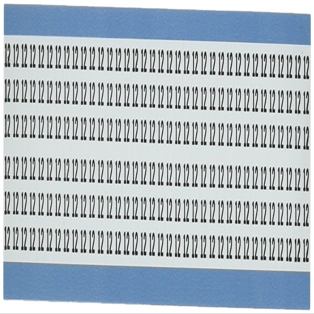 Brady TWM-12-PK Low-Profile Glossy Vinyl-Coated Polyester (B-702), Black on White, Solid Numbers Wire Marker Card (25 Cards)