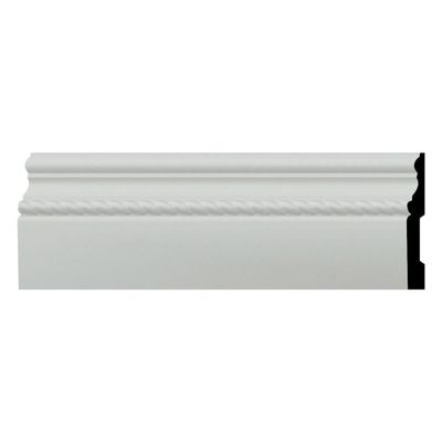 Ekena Millwork Endurathane Oslo Rope Baseboard Moulding, 4 1/2"H x 5/8"P x 94 1/2"L, Factory Primed