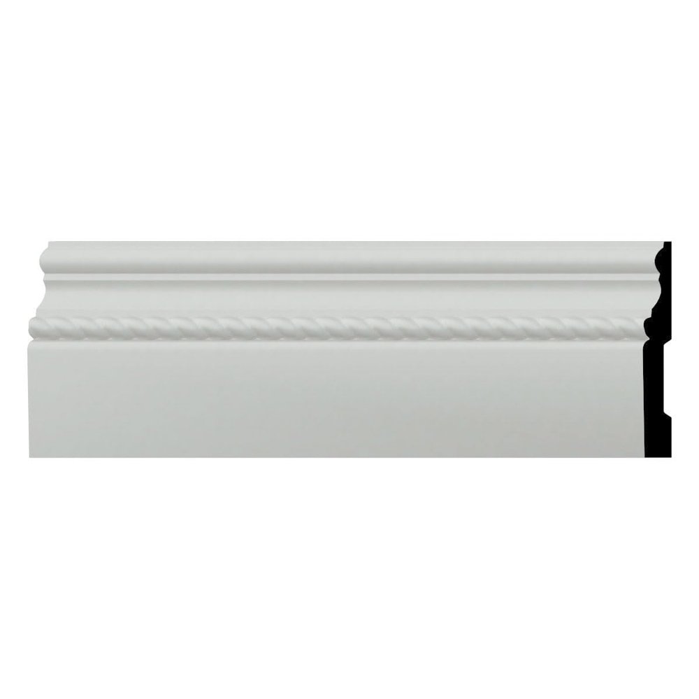 Ekena Millwork Endurathane Oslo Rope Baseboard Moulding, 4 1/2"H x 5/8"P x 94 1/2"L, Factory Primed