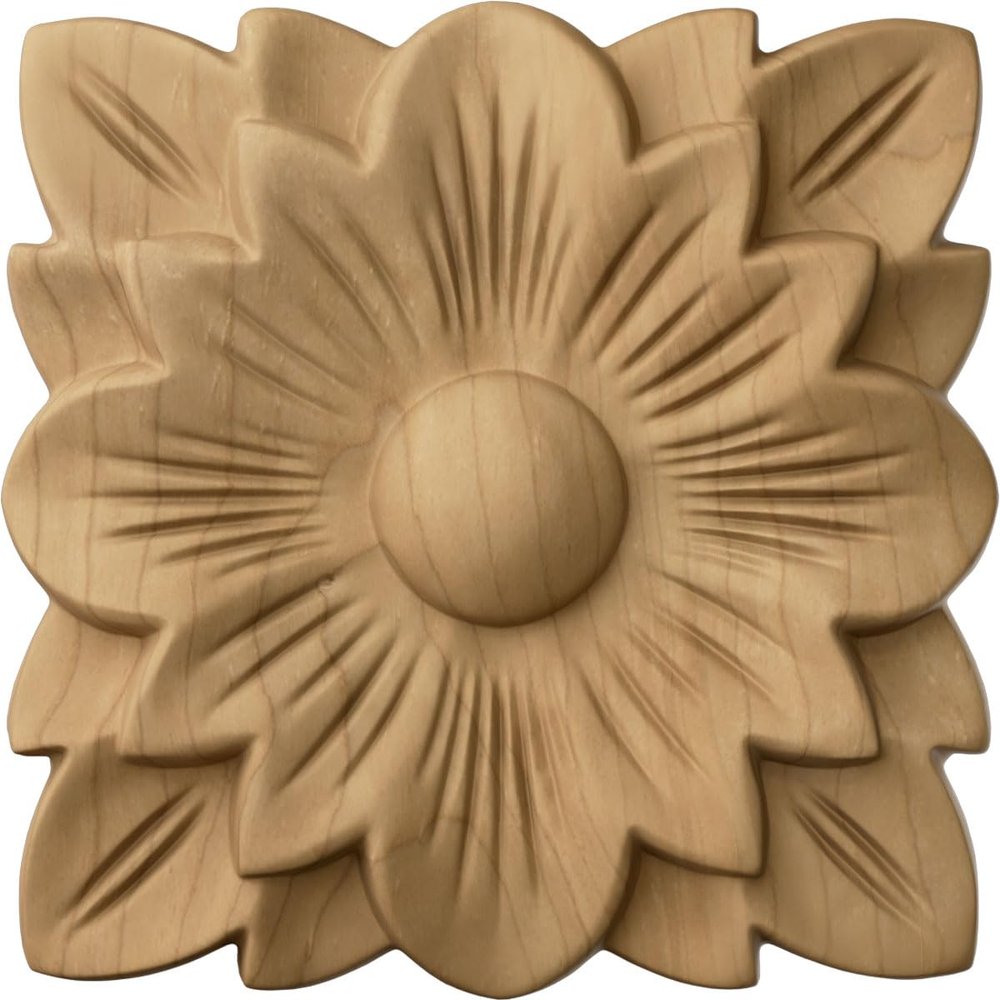 Ekena Millwork ROS05X05SPMA Springtime Square Rosette, 5"W x 5"H x 3/4"P, Maple