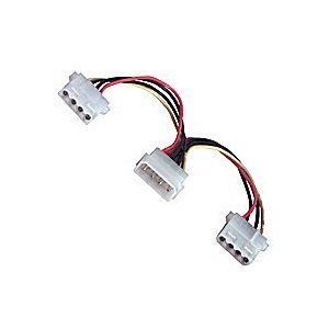 6in White Power Y-Cable with P4 Plug to 2x Molex 4-pin Connectors