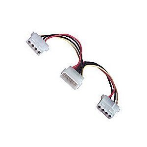 6in White Power Y-Cable with P4 Plug to 2x Molex 4-pin Connectors